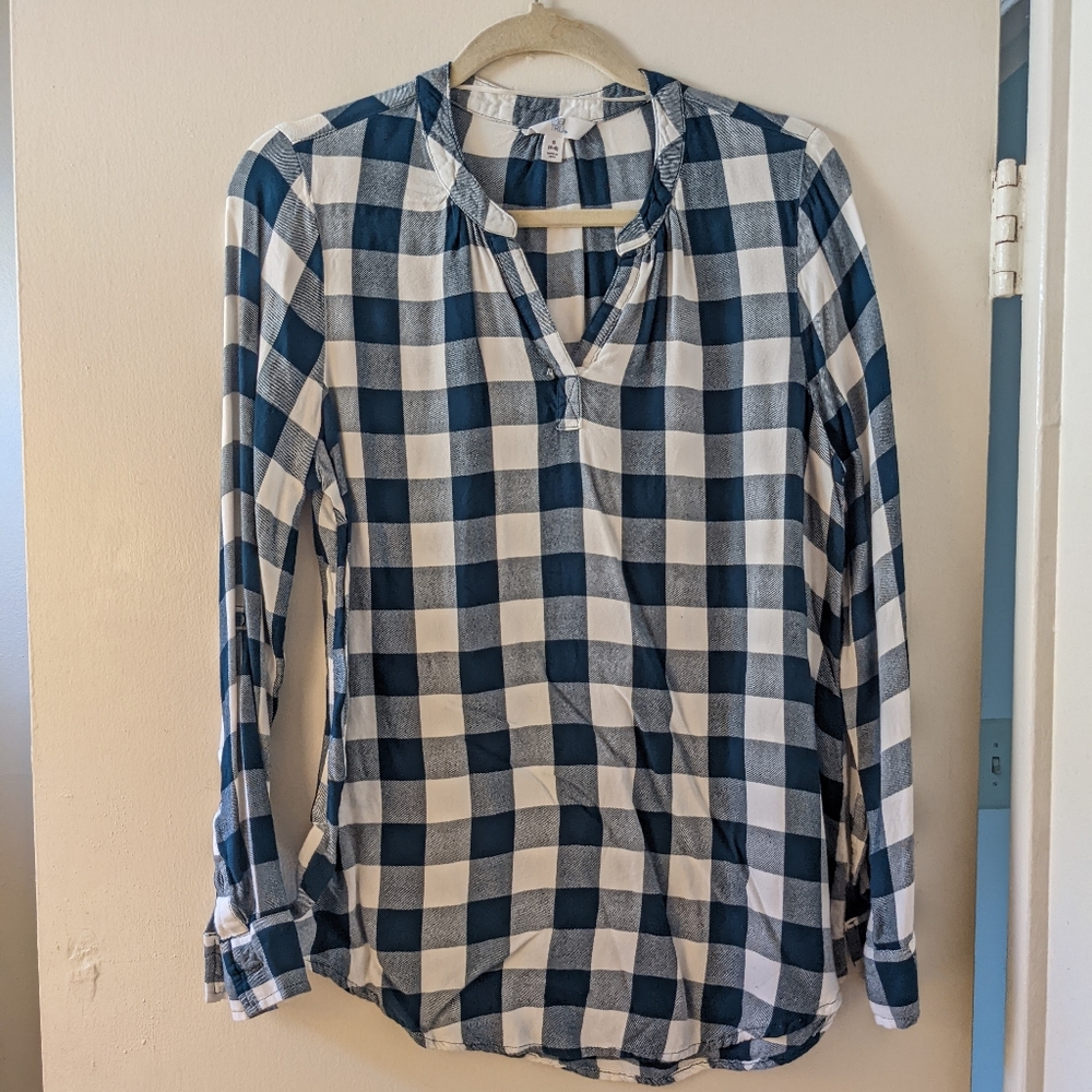 Navy flannel blouse